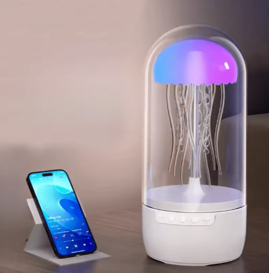 🔥Jellyfish LED Bluetooth Speaker – RGB Water Wave Light & Deep Bass Audio